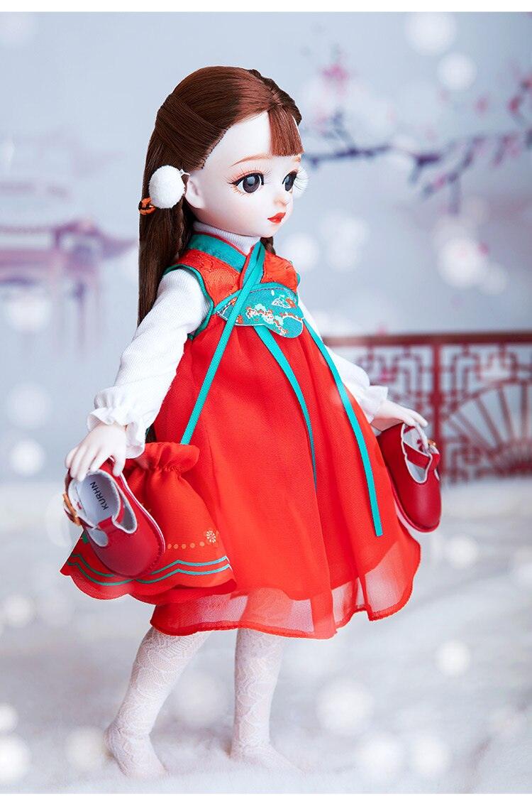 Little Kurhn Wang Xiao He Series BJD Doll - Winter Red Cape Cloak Style - Aussie Baby