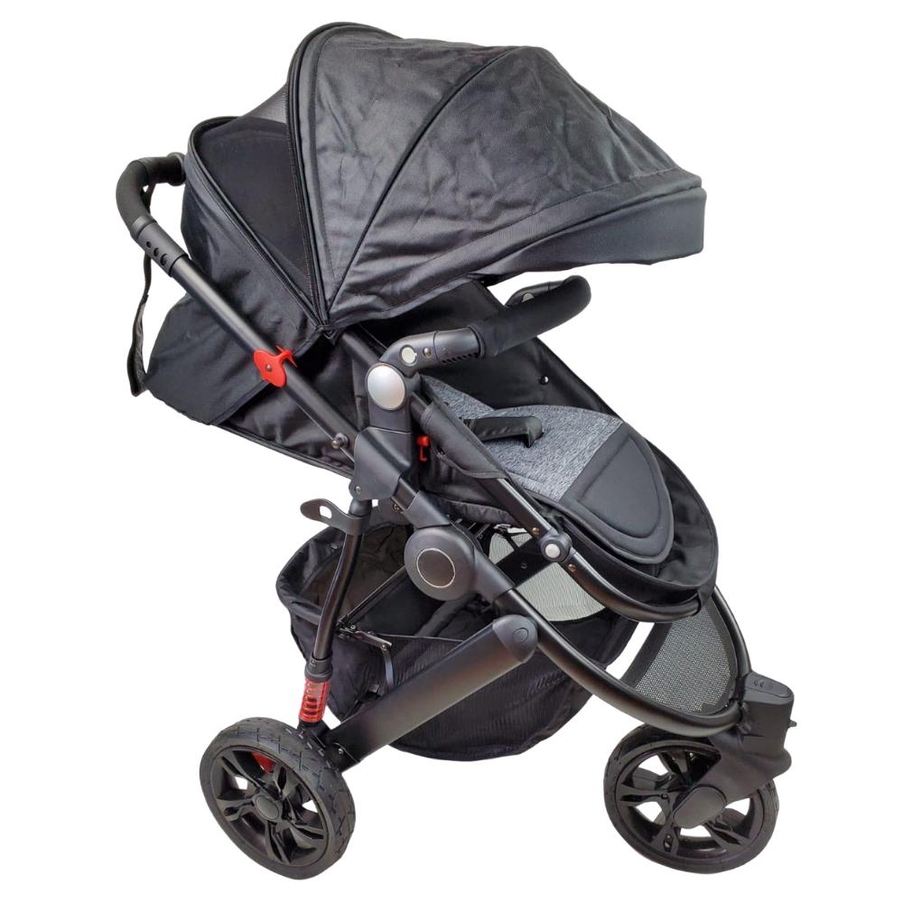 Aussie Baby Explorer 3 Wheels Pram - Black - Aussie Baby