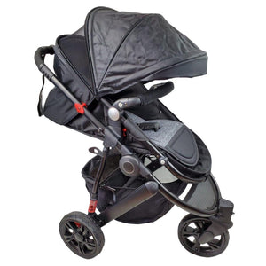 Aussie Baby Explorer 3 Wheels Pram - Black - Aussie Baby