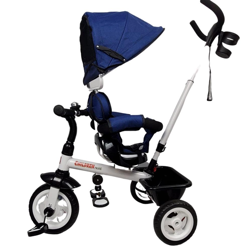 Deluxe Kids Tricycle with Sun Canopy & Parent Handle - Blue - Aussie Baby