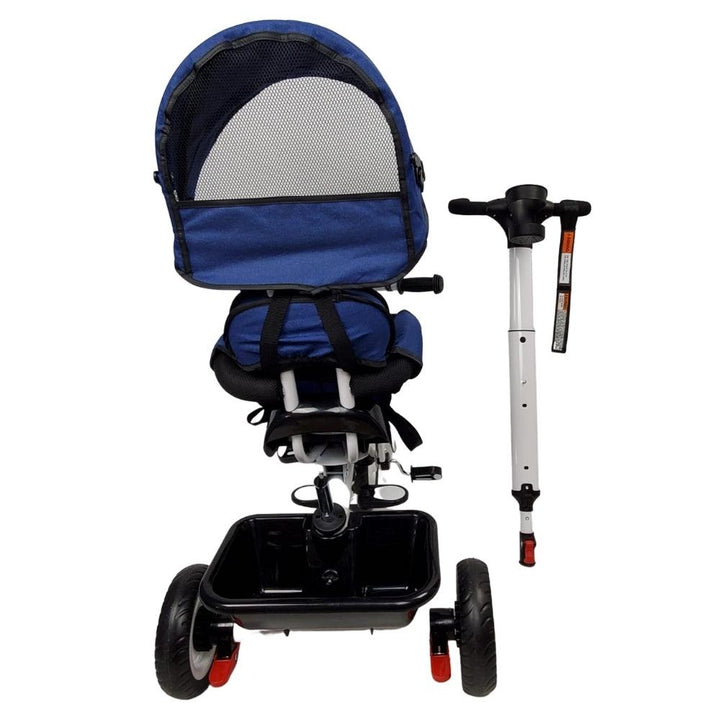 Deluxe Kids Tricycle with Sun Canopy & Parent Handle - Blue - Aussie Baby