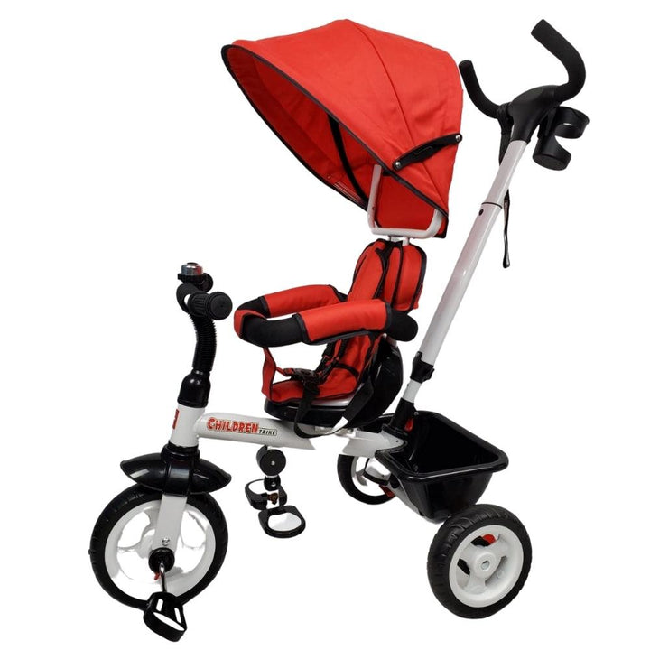 Deluxe Kids Tricycle with Sun Canopy & Parent Handle - Red - Aussie Baby