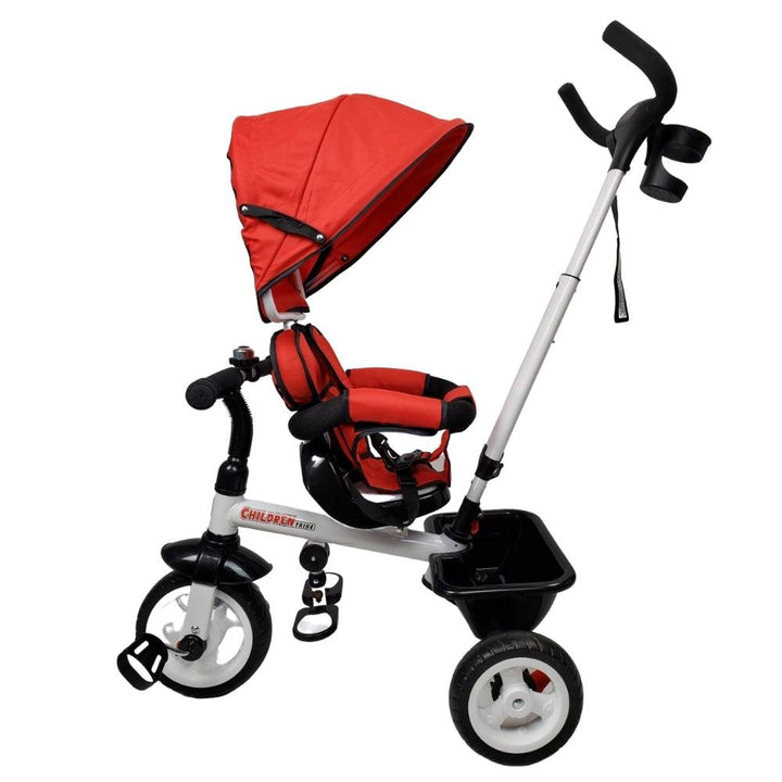 Deluxe Kids Tricycle with Sun Canopy & Parent Handle - Red - Aussie Baby