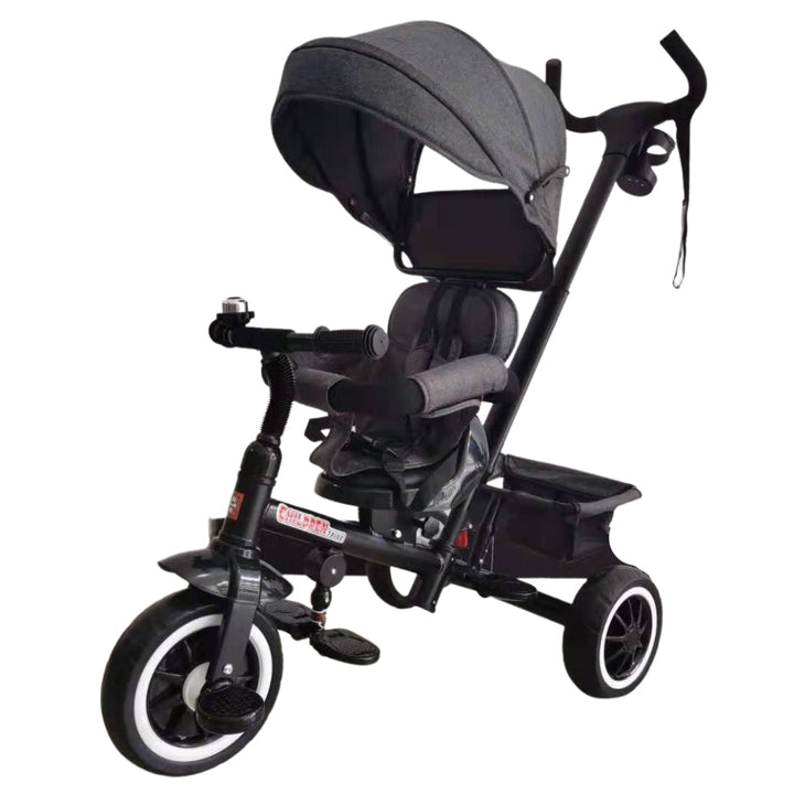 Reverse Seat Kids Baby Toddler Tricycle with Parent Handle - Grey - Aussie Baby
