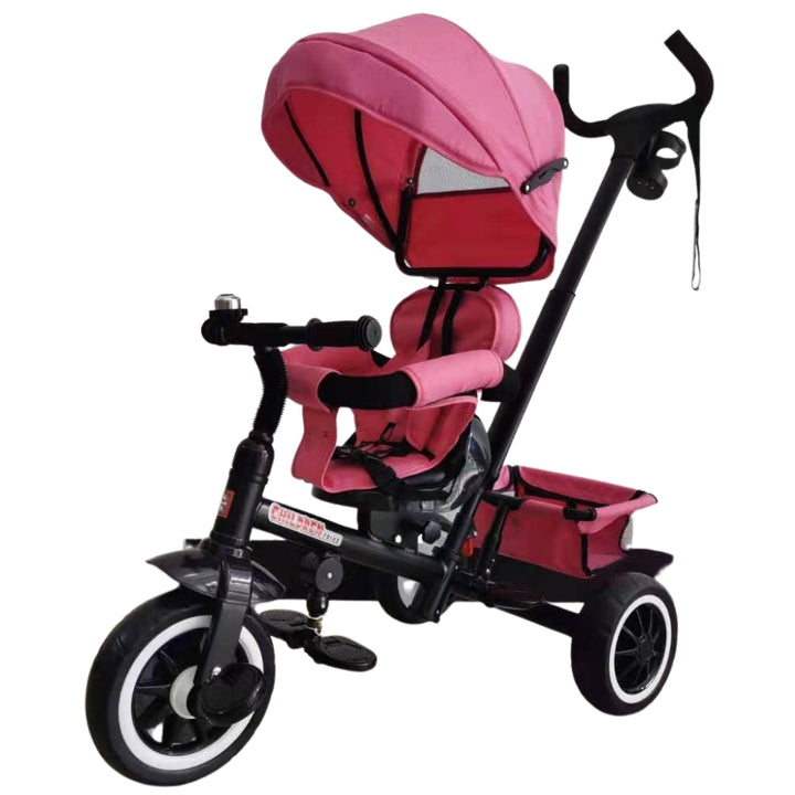 Reverse Seat Kids Baby Toddler Tricycle with Parent Handle - Pink - Aussie Baby