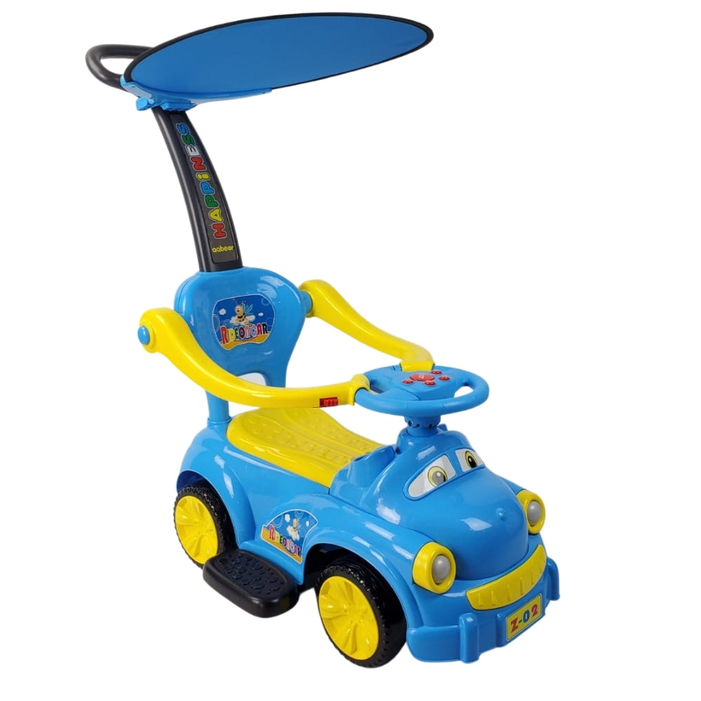 Elite Super Kids Ride-On Car with Parent Handle and Hood - Blue - Aussie Baby