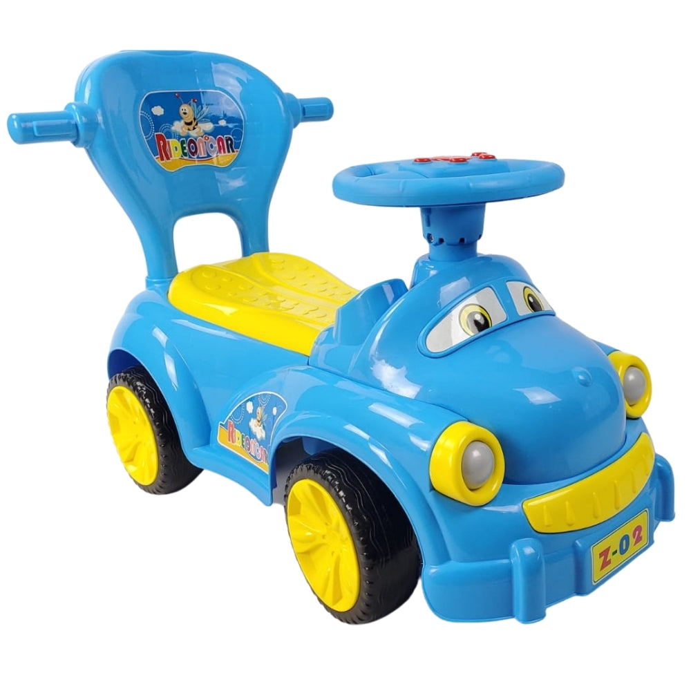 Elite Super Kids Ride-On Car with Parent Handle and Hood - Blue - Aussie Baby