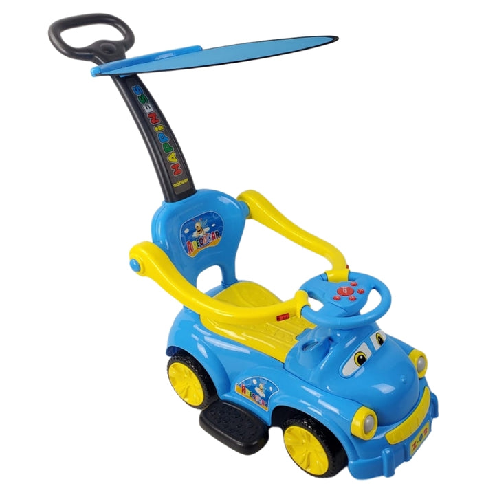 Elite Super Kids Ride-On Car with Parent Handle and Hood - Blue - Aussie Baby