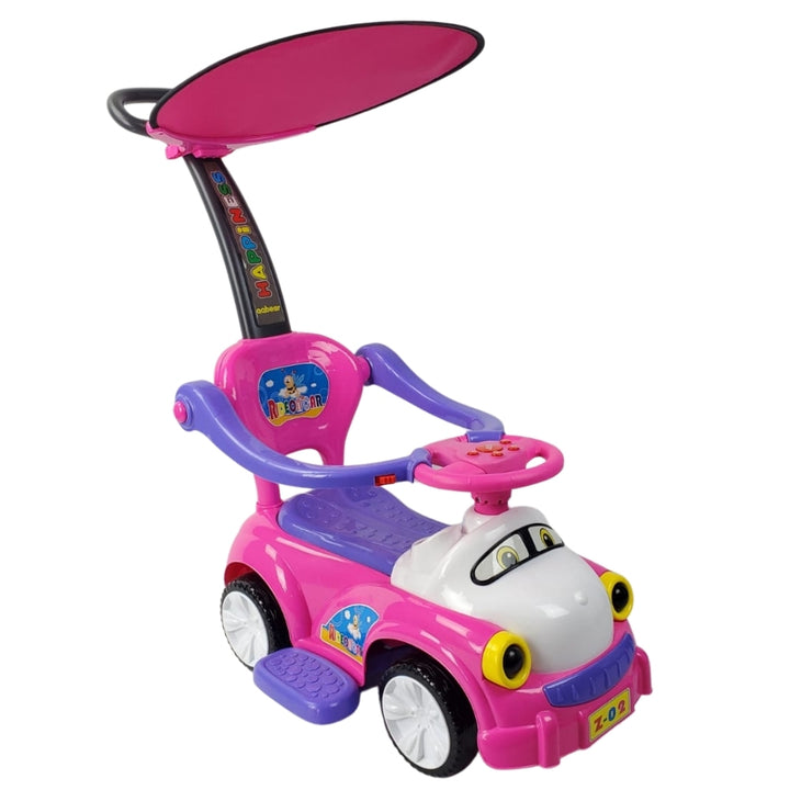 Elite Super Kids Ride-On Car with Parent Handle and Hood - Pink - Aussie Baby