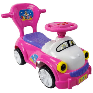 Elite Super Kids Ride-On Car with Parent Handle and Hood - Pink - Aussie Baby