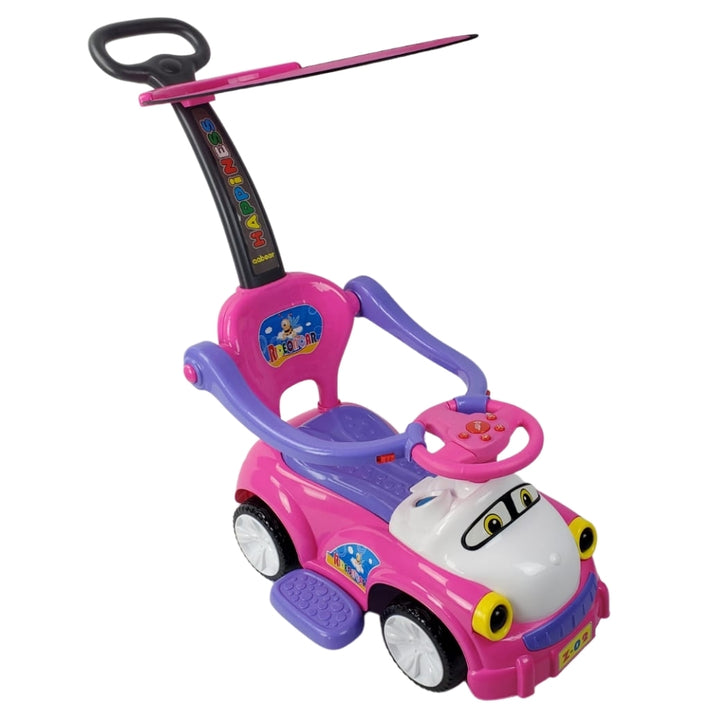 Elite Super Kids Ride-On Car with Parent Handle and Hood - Pink - Aussie Baby