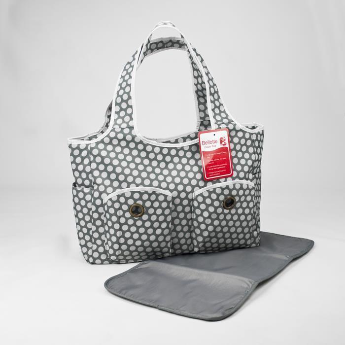 Bellotte Tote Nappy Bag - Grey White Dots - Aussie Baby