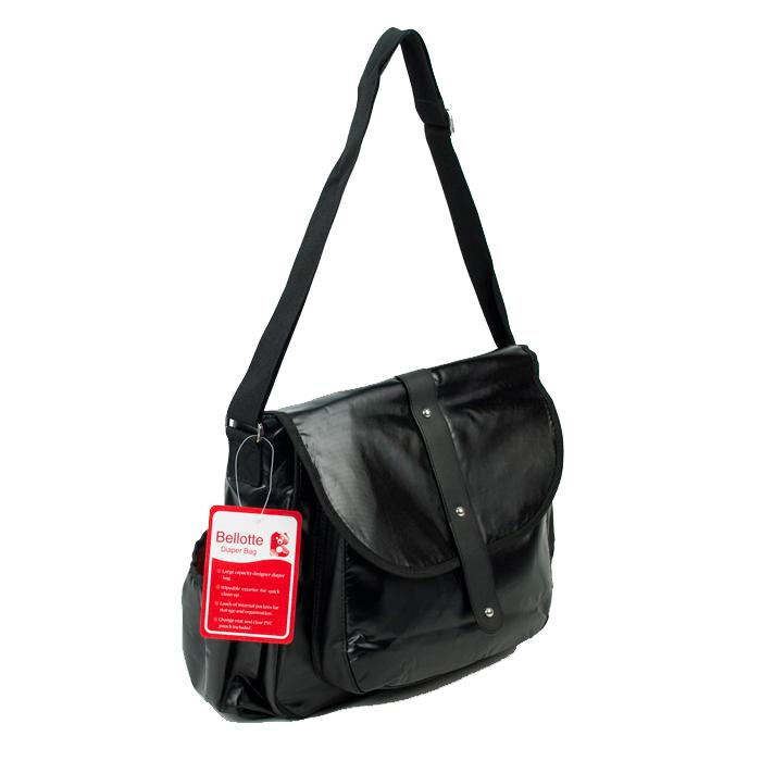 Bellotte Satchel Nappy Bag - Shiny Black - Aussie Baby