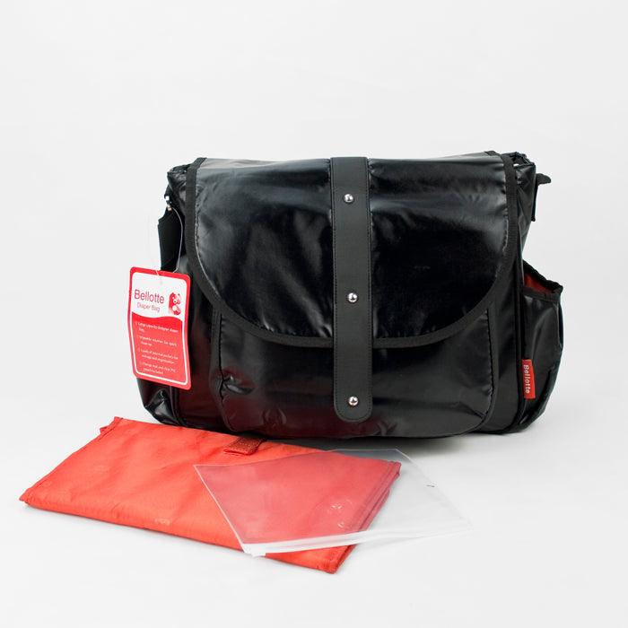 Bellotte Satchel Nappy Bag - Shiny Black - Aussie Baby