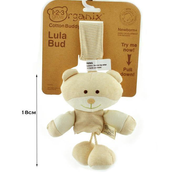 123 Grow Organix Cotton Buddy Pull String Nursery Musical Toy - Bear - Aussie Baby