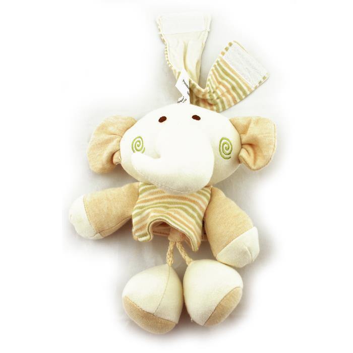123 Grow Organix Cotton Buddy Pull String Nursery Musical Toy - Elephant - Aussie Baby