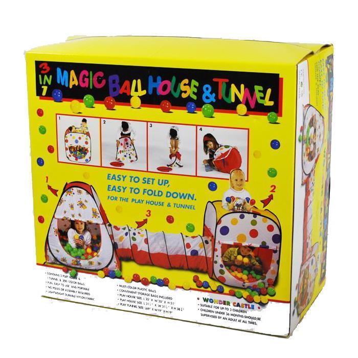 Wonder Castle Play Tent Ball House and Tunnel with 200 Soft Balls - Aussie Baby
