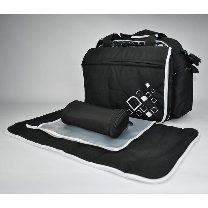 Out & About Carry All Travel Nappy Bag w/ Thermal Bottle Holder - Black - Aussie Baby
