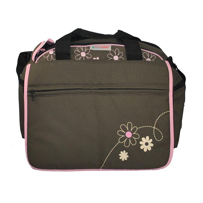 Out & About Carry All Travel Nappy Bag w/ Thermal Bottle Holder - Pink - Aussie Baby