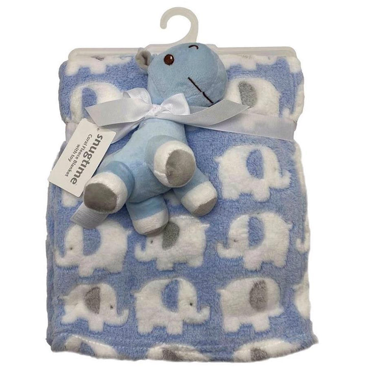 Snugtime Coral Fleece Blanket with Toy - Blue Elepant - Aussie Baby
