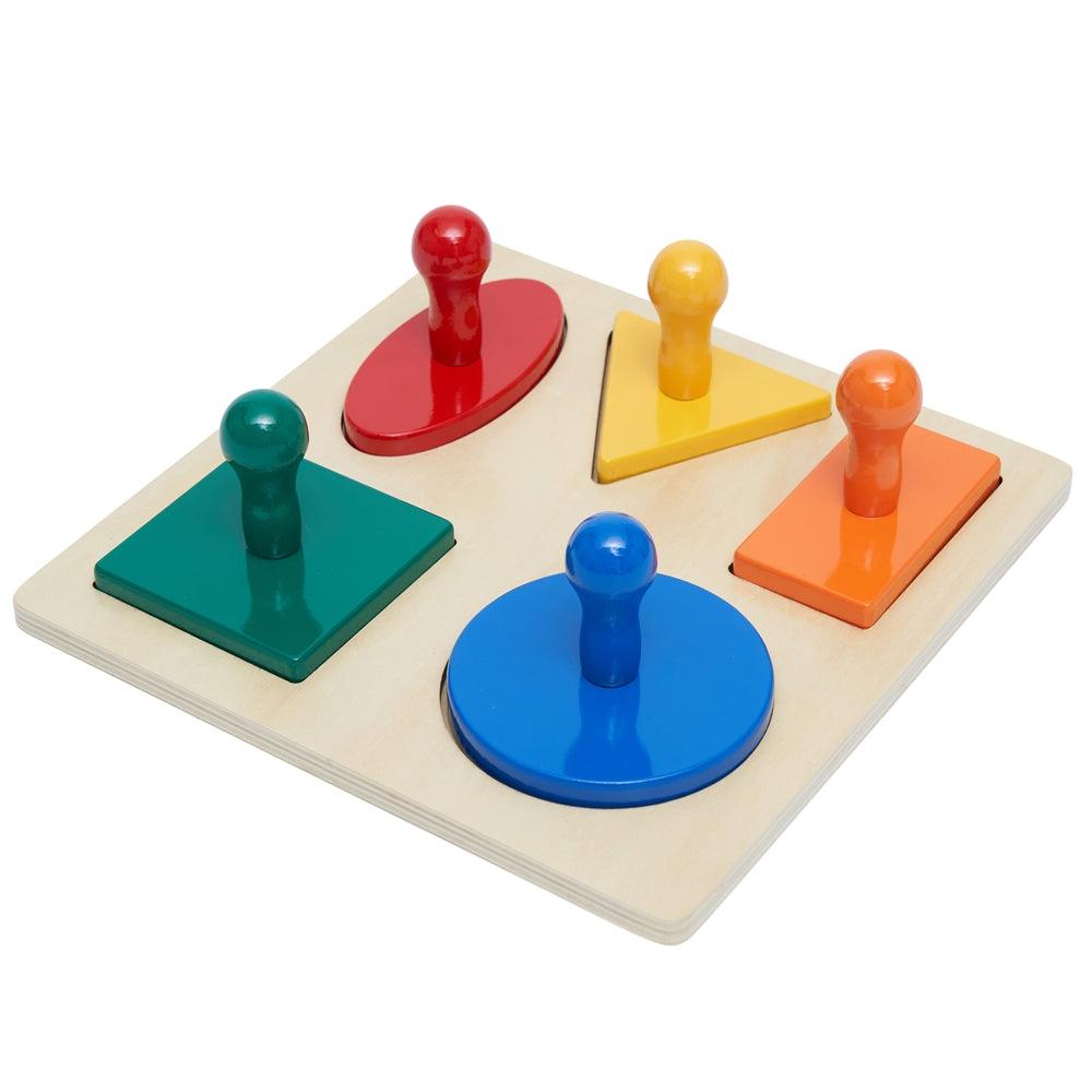 5 Shape Puzzle and Play - Montessori Geometric Puzzles - Aussie Baby