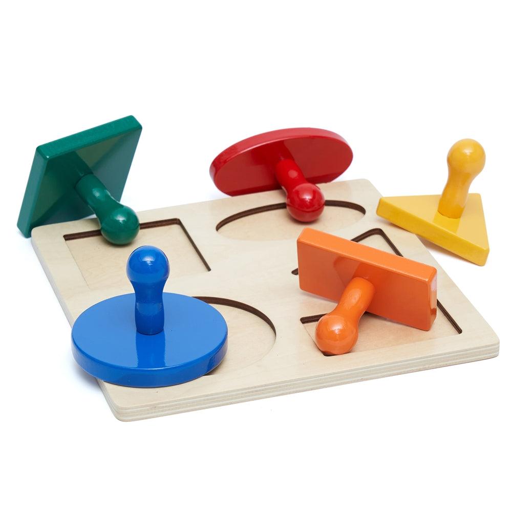 5 Shape Puzzle and Play - Montessori Geometric Puzzles - Aussie Baby