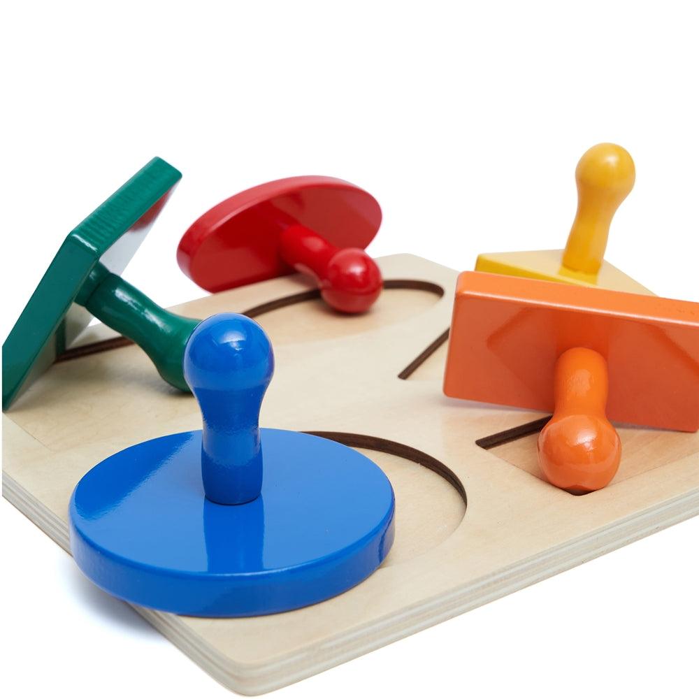 5 Shape Puzzle and Play - Montessori Geometric Puzzles - Aussie Baby