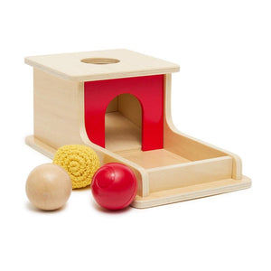 Object Permanence with Tray and 3 balls (Wood, Plastic, Yarn) - Aussie Baby