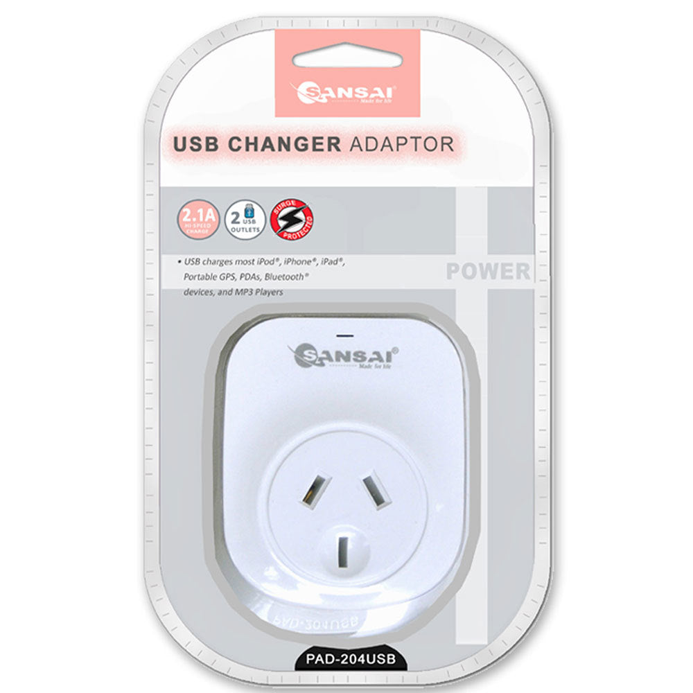 Sansai 2.1A 2xUSB Outlets Charger Adapter - Aussie Baby