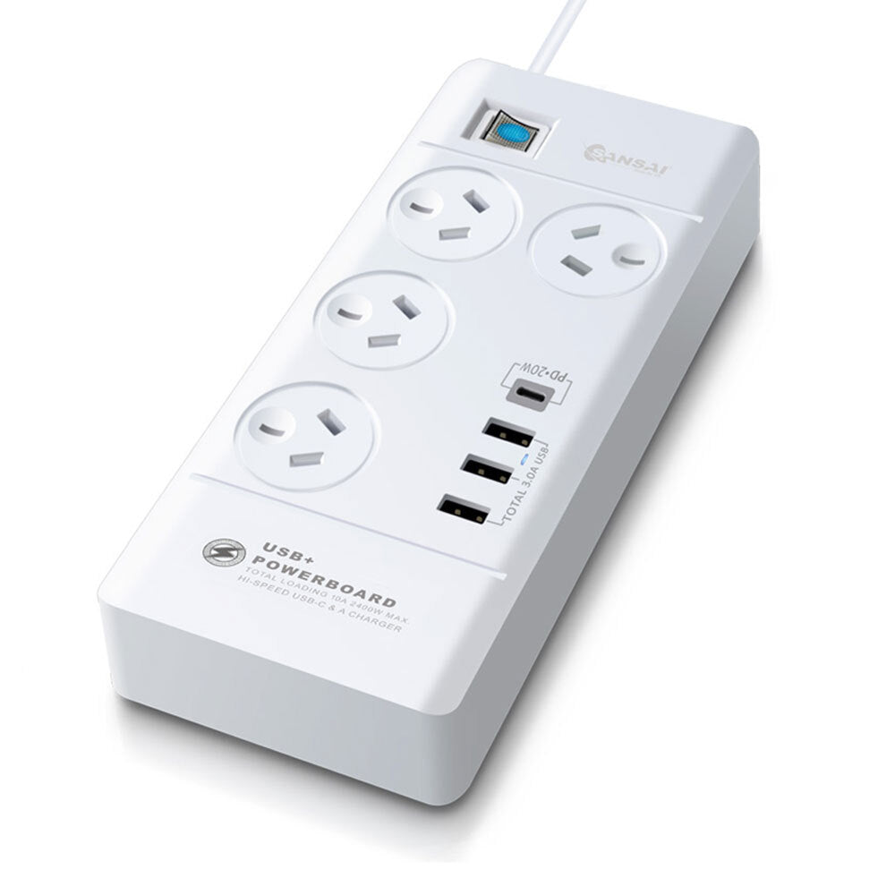 Sansai 4 Sockets USB-A/USB-C Powerboard - Aussie Baby