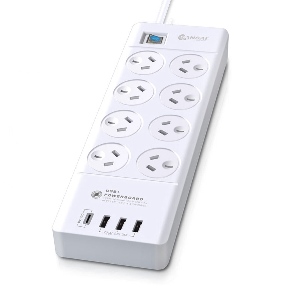 Sansai 8 Sockets USB-A/USB-C Powerboard - Aussie Baby