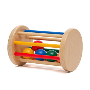 Rainbow Rolling Drum with Caged Coloured Balls - Aussie Baby