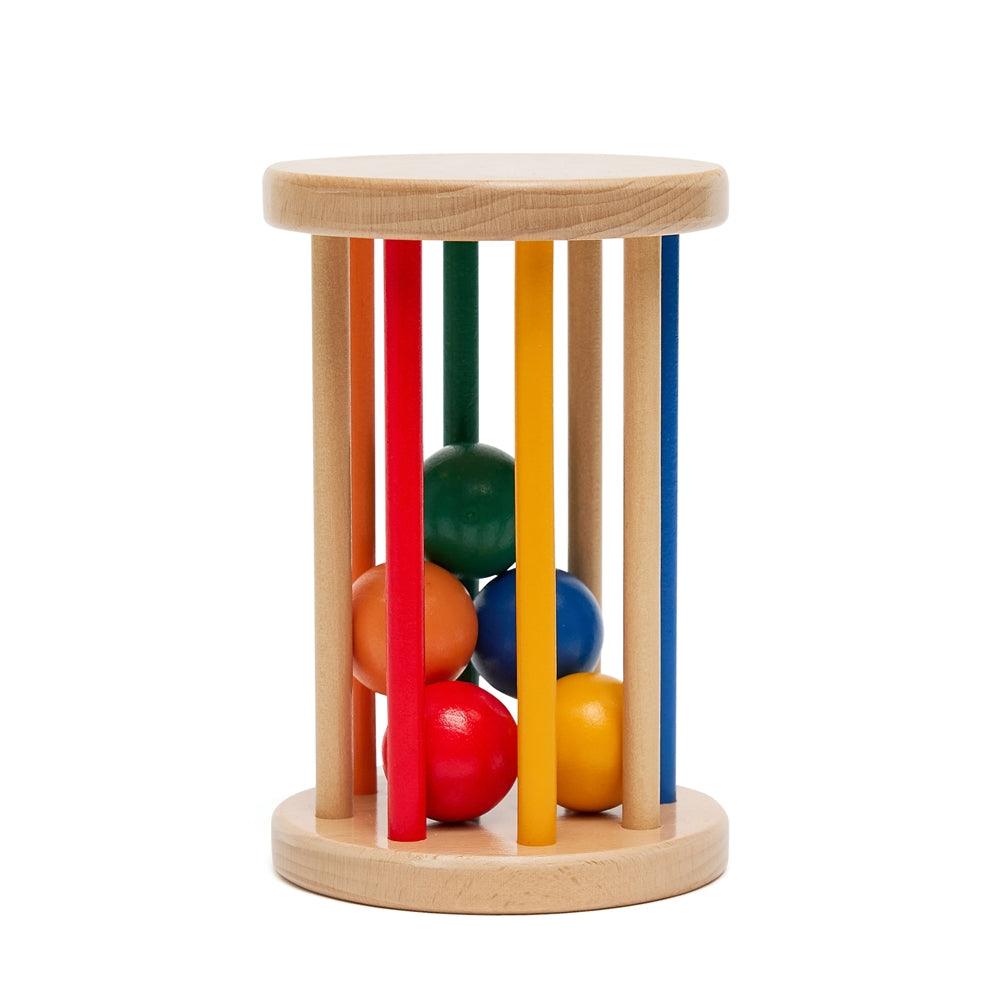 Rainbow Rolling Drum with Caged Coloured Balls - Aussie Baby