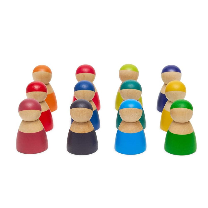 Rainbow Wooden Peg Dolls - 12 Pieces - Aussie Baby