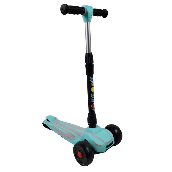 Super Max Kids Foldable Scooter with Flashing Wheels - Aqua - Aussie Baby