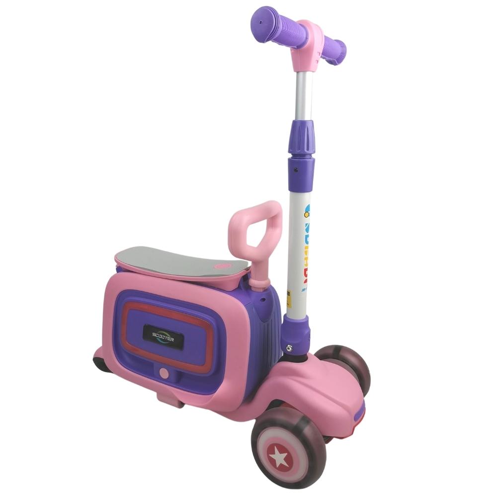 Supermax 3-in-1 Kids Foldable Scooter with Mini Suitcase - Pink - Aussie Baby