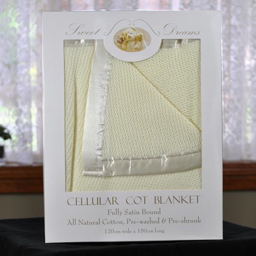 100% Cotton Yellow Cellular Baby Cot Blanket 120x150cm Gift Pack - Aussie Baby