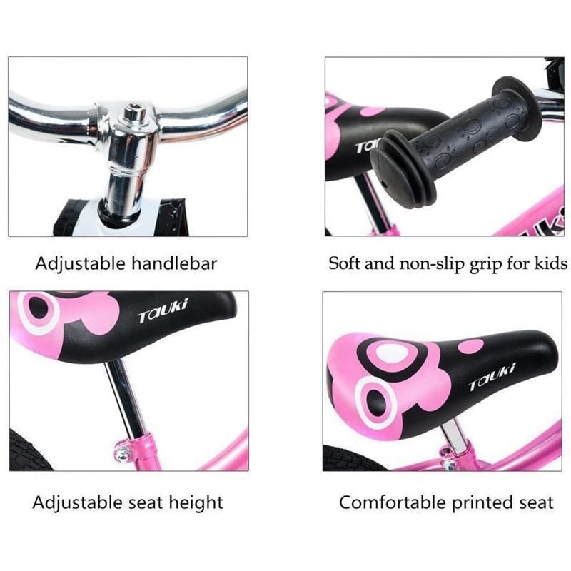 Kid Balance Bike No Pedal Push Bicycle 12 Inch - Pink - Aussie Baby