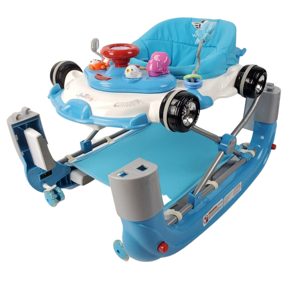 Racing Car 4-in-1 Baby Walker & Rocker - Blue - Aussie Baby