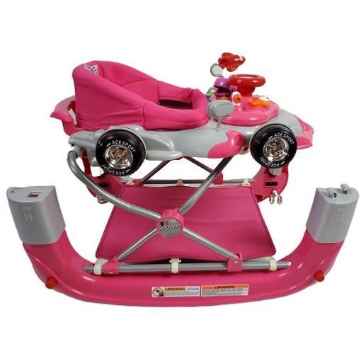 Racing Car 4-in-1 Baby Walker & Rocker - Pink - Aussie Baby