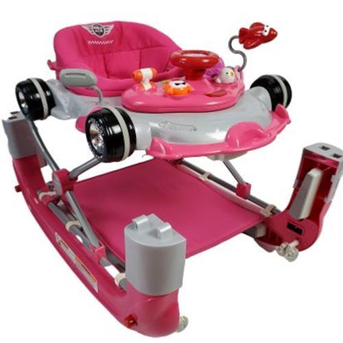 Racing Car 4-in-1 Baby Walker & Rocker - Pink - Aussie Baby