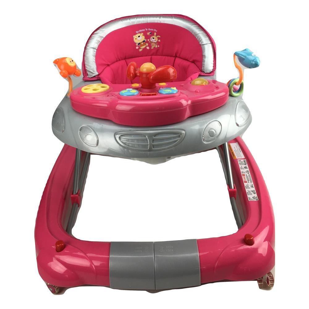 Fuchsia Pink Car 2-in-1 Baby Walker & Rocker - Aussie Baby