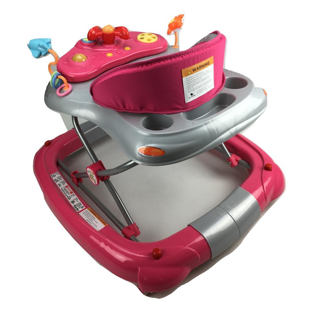 Fuchsia Pink Car 2-in-1 Baby Walker & Rocker - Aussie Baby