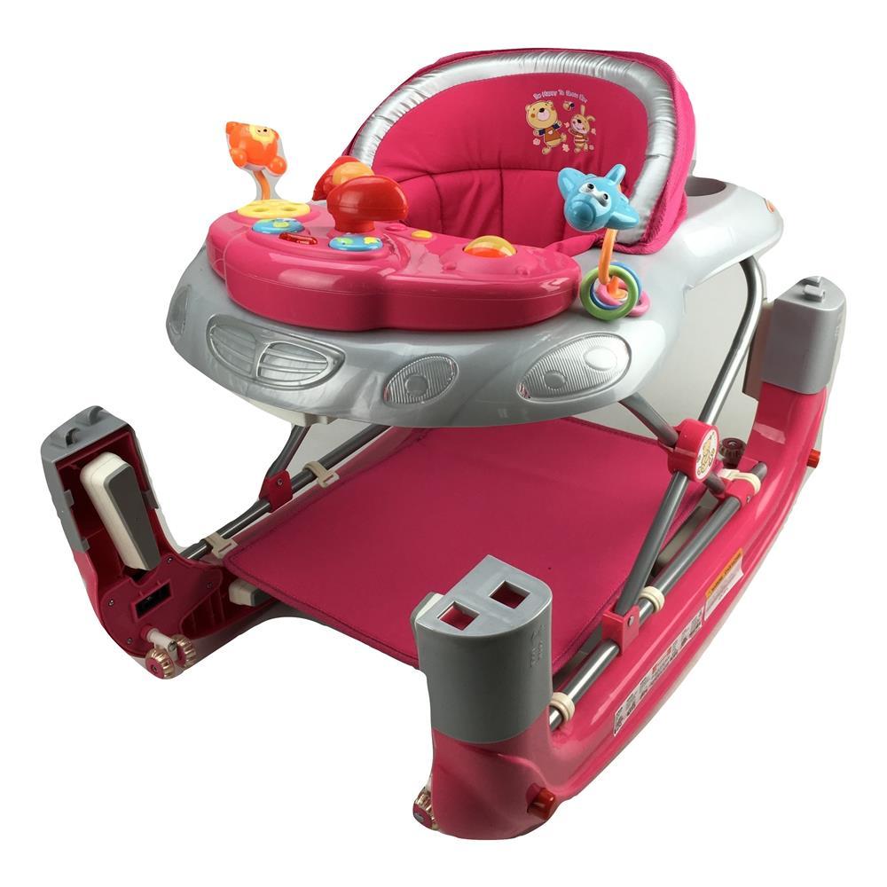 Fuchsia Pink Car 2-in-1 Baby Walker & Rocker - Aussie Baby