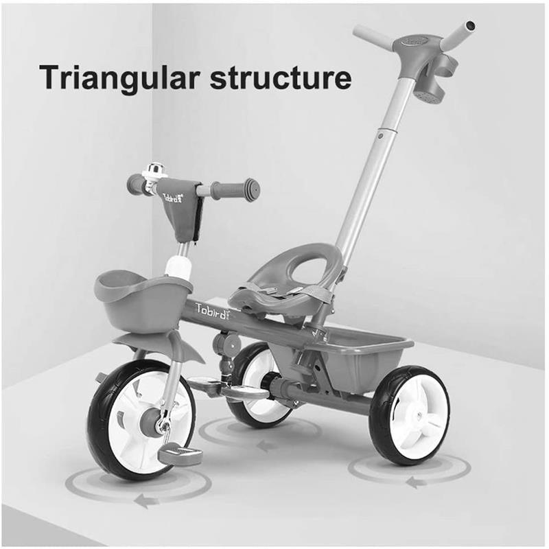 Kids Triangular Trike with Push Handle - Blue - Aussie Baby