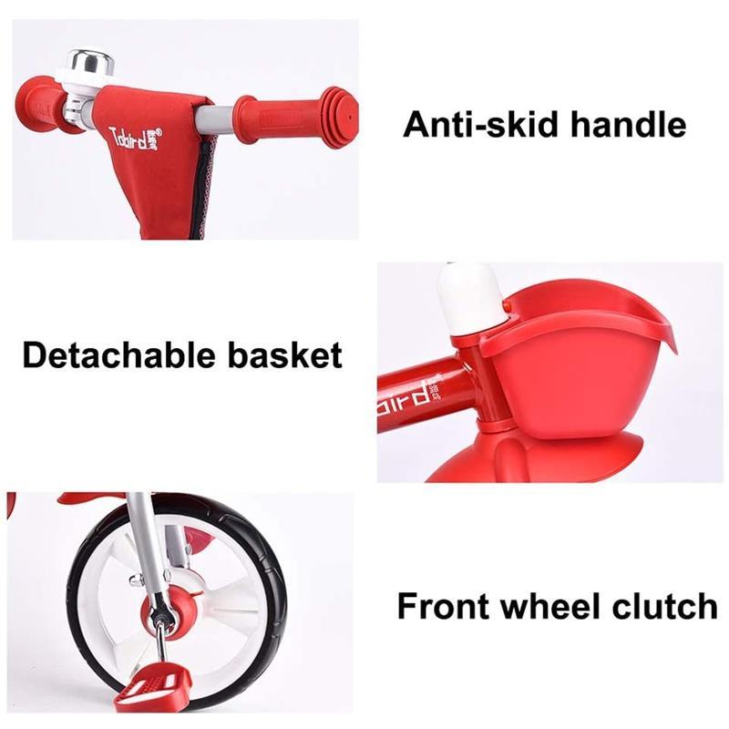 Kids Triangular Trike with Push Handle - Red - Aussie Baby