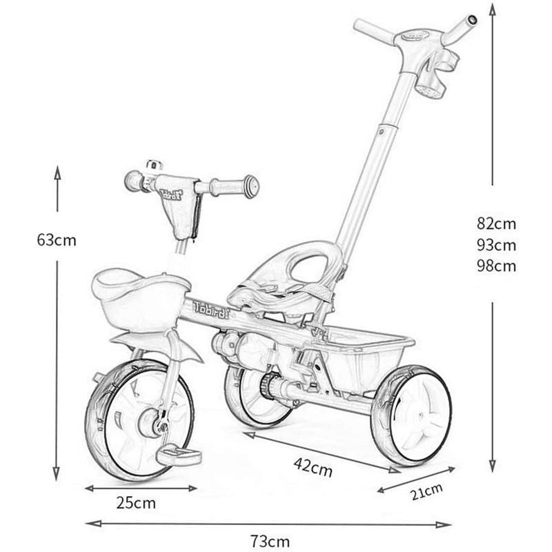Kids Triangular Trike with Push Handle - Red - Aussie Baby