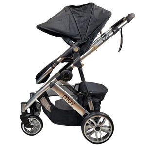 Aussie Baby REIS 4 Wheel Pram - Black - Aussie Baby