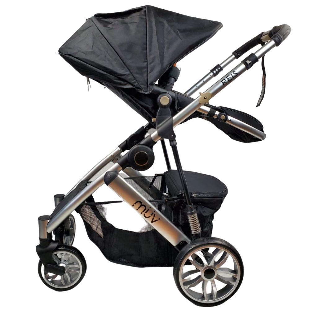 Aussie Baby REIS 4 Wheel Pram - Black - Aussie Baby