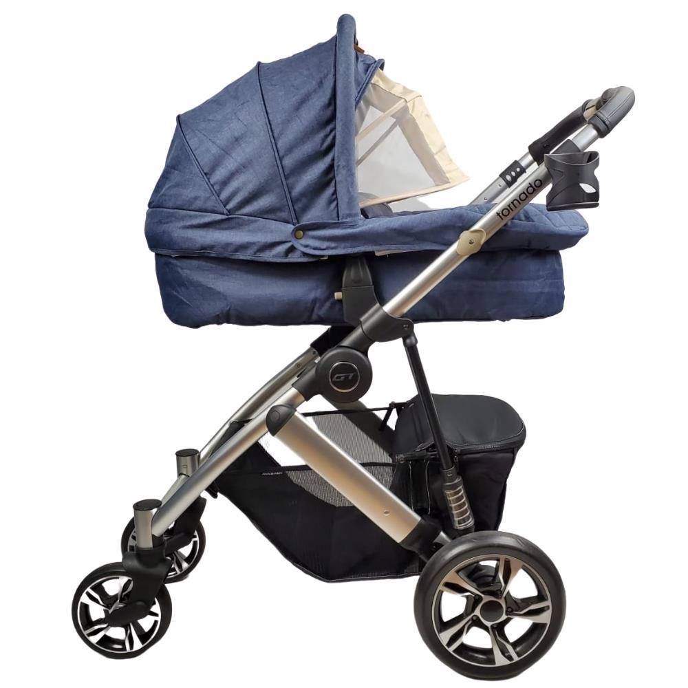 Aussie Baby Aya-Baby Tornado 4 Wheel Pram with Bassinet - Blue - Aussie Baby